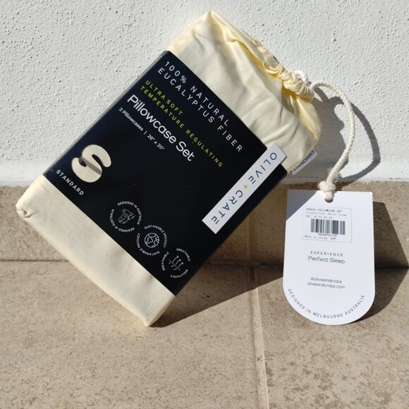 Olive Crate 2 STANDARD SETS - 100% Tencel Eucalyptus Temp Regulating Pillowcases - Picture 1 of 12